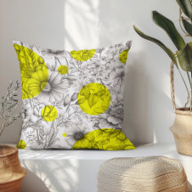 Été Floral décoratif Jaune Peonies rétro