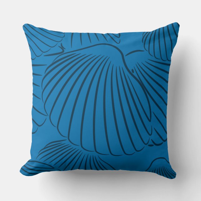 Coussin Eté Motif de coquillages bleu-français (Recto)