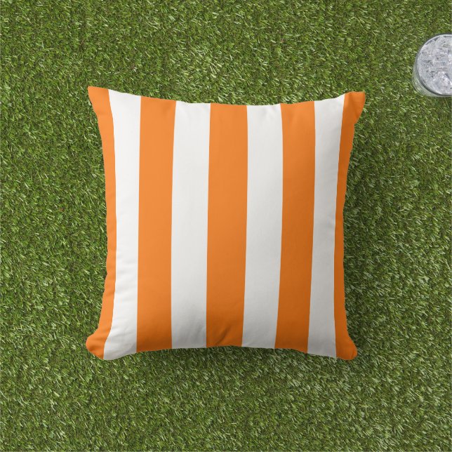 Coussin Été nautique orange et blanc (Herbe)