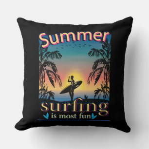 Coussin Été - Surf Est Le Plus Amusant Jeu D'Oreiller