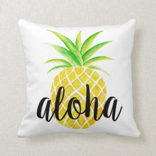 Coussin Été tropical d'aquarelle d'ananas Aloha