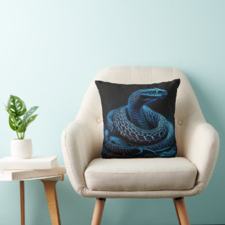 Coussin Ethereal Blue Serpent | Mystic Fantasy Snake Decor