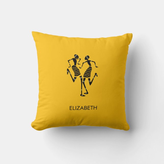 Coussin Ethnique, Art Africain, Danse Carnaval (Recto)