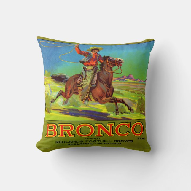 Coussin étiquette de caisses de fruits Bronco dans les ann (Recto)