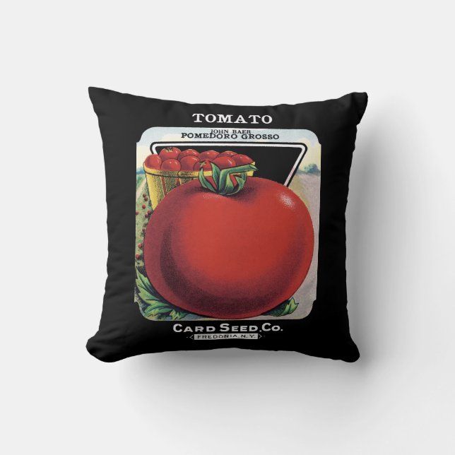 Coussin Étiquette de paquet de graine de tomate (Recto)
