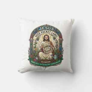 Coussin étiquette de paquet de graines de Jésus étiquette 