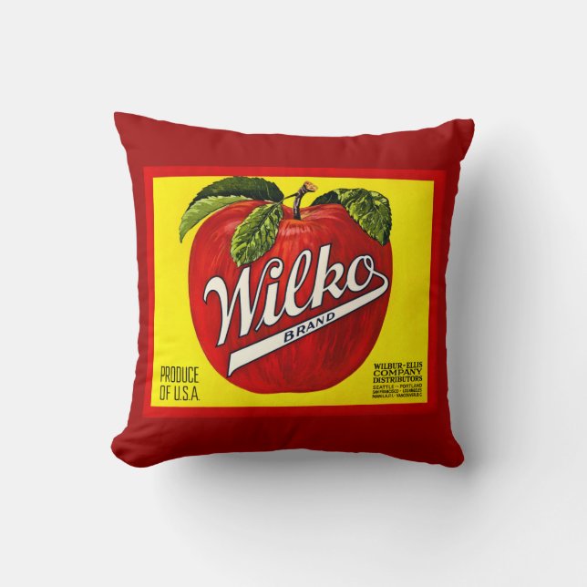Coussin Étiquette vintage de caisse de fruit de pommes de (Recto)