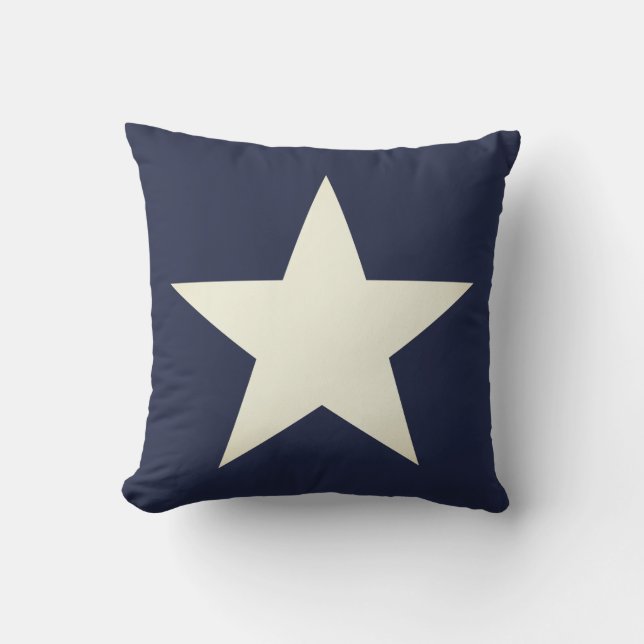 Coussin Étoile bleue et crème de la marine nautique (Recto)