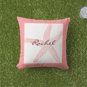 Coussin Étoile de mer Blanche Rose Nom Modèle Plage Fémini
