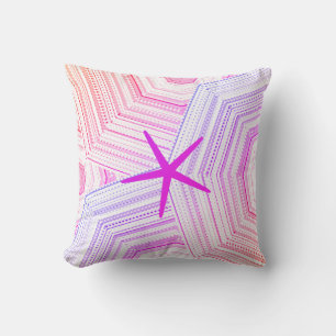 Coussin Étoile de mer multicolore rose jaune déco artistiq
