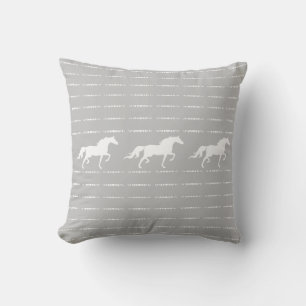 Coussin Étoile élégante motif & chevaux en gris & blanc