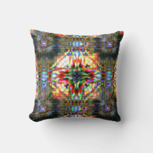 Coussin Étoile foncée sur taches de fleur de verre, rouge