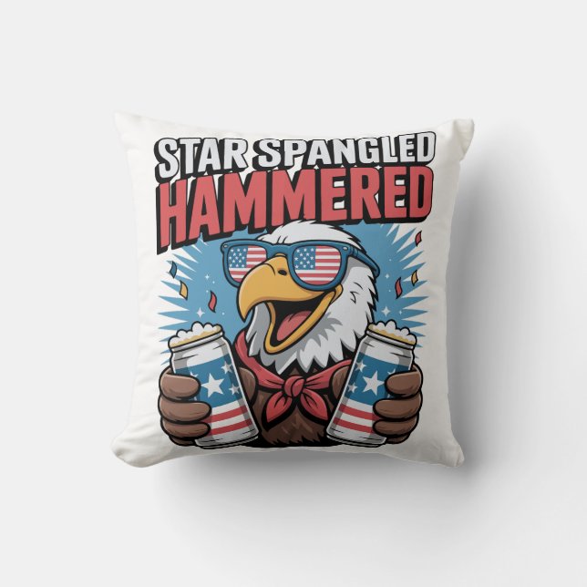 Coussin Étoile martelé martelé aigle patriotique rouge bla (Recto)