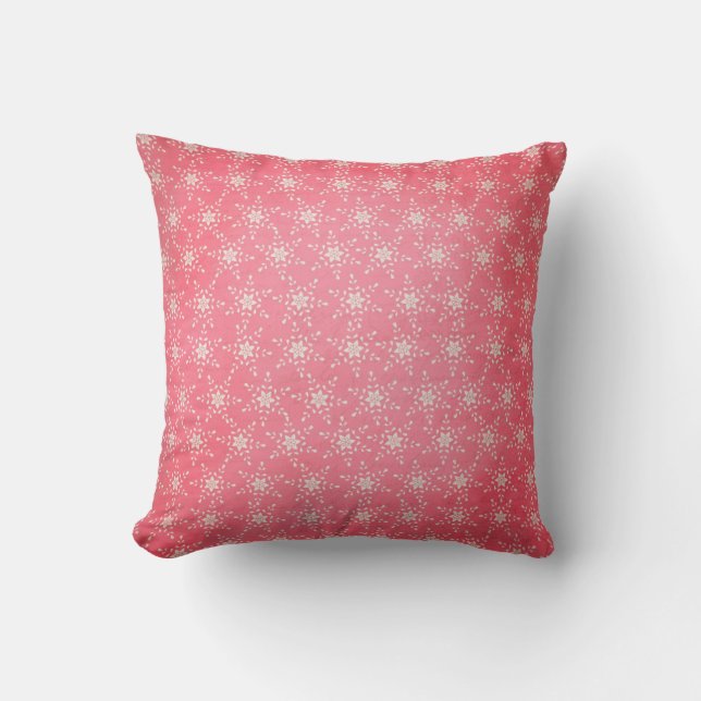 Coussin Étoile Snowflakes sur Pink Holiday Jeu d'oreiller (Recto)