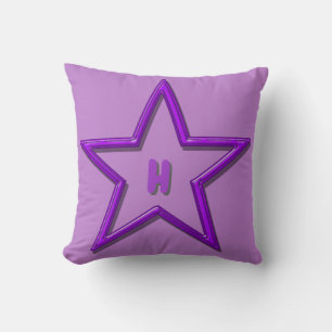 Coussin - Étoile violette avec initiale