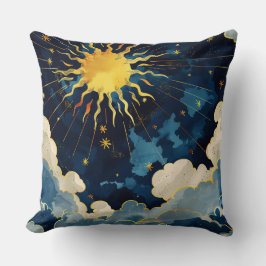 Coussin Étoiles célestes et nuages bleus modernes