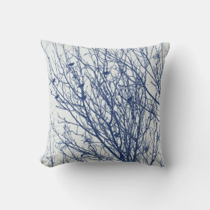 Coussin Étoiles dans un arbre - Effet Cyanotype