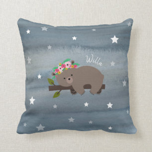 Coussin Étoiles d'aquarelle Boho Bear