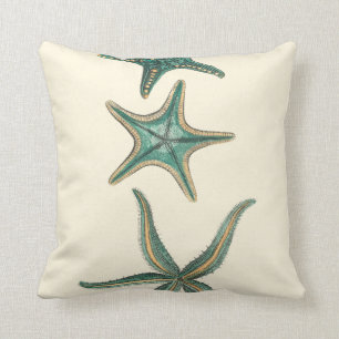 Coussin Étoiles de mer triples bleu vert