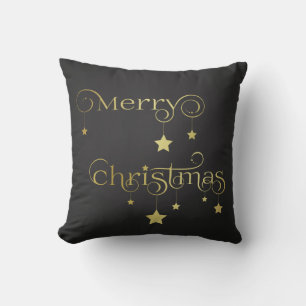 Coussin Étoiles de Noël dorées joyeuses