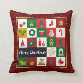 Coussin Étoiles de Noël Graphisme coloré Glittery Élégante