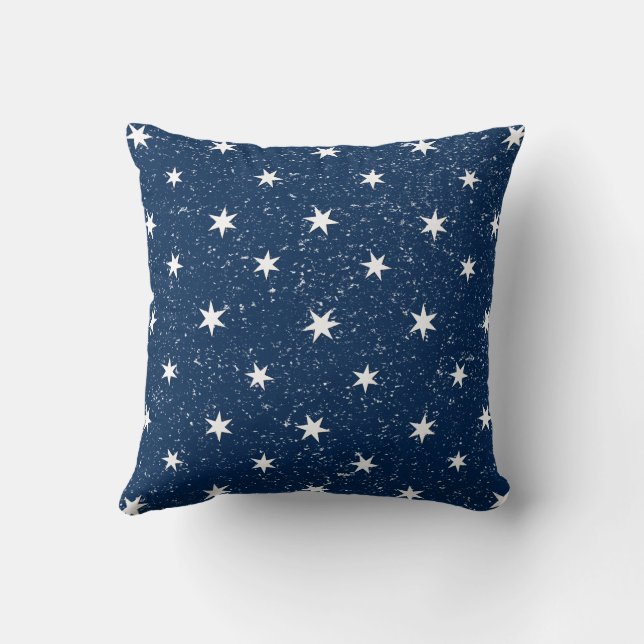 Coussin Étoiles de papier blanc sur décor bleu (Verso)