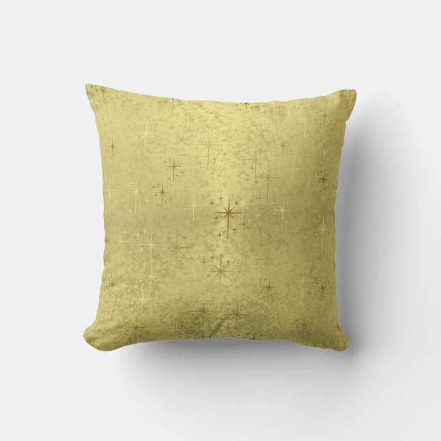 Coussin Étoiles d'or de Noël sur le papier d'aluminium (Recto)