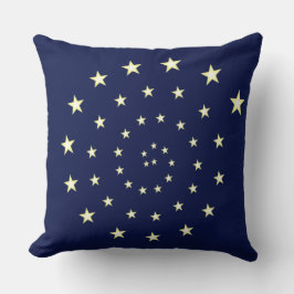 Coussin Étoiles élégantes en spirale sur fond bleu marine