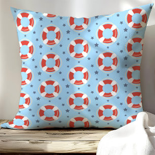 Coussin Étoiles et motifs de bouées de sauvetage nautiques