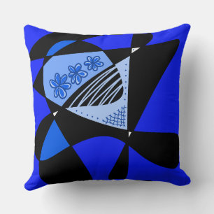 Coussin Étoiles Et Rayures Abstraites : Bleu Noir 2