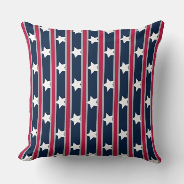 Coussin Étoiles et rayures patriotiques amusantes et fanta (Recto)