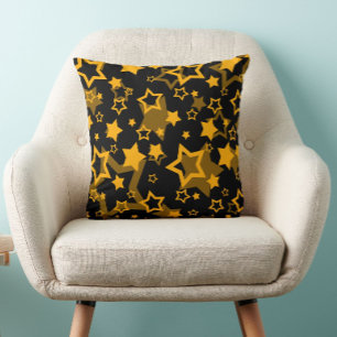 Coussin Étoiles Jaune Doré Pailleté Design