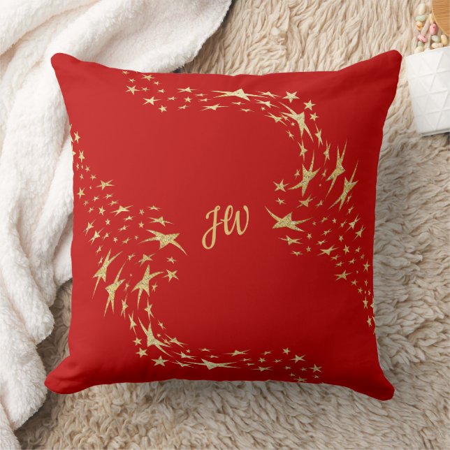 Coussin Étoiles or tendance Monogrammed Jeu d'oreiller (Couverture)