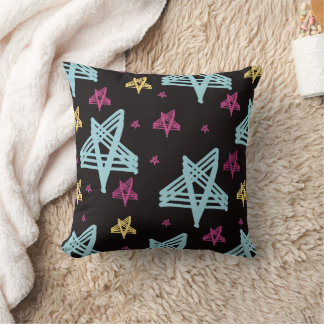 Coussin Étoiles qui se balancent Rose Bleu Noir