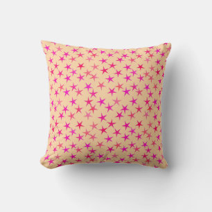 Coussin Étoiles satinées, teintes roses sur pêche