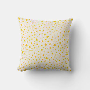 Coussin Étoiles scintillantes jaune doré et crème