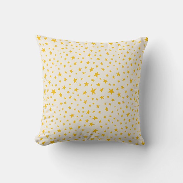 Coussin Étoiles scintillantes jaune doré et crème (Recto)