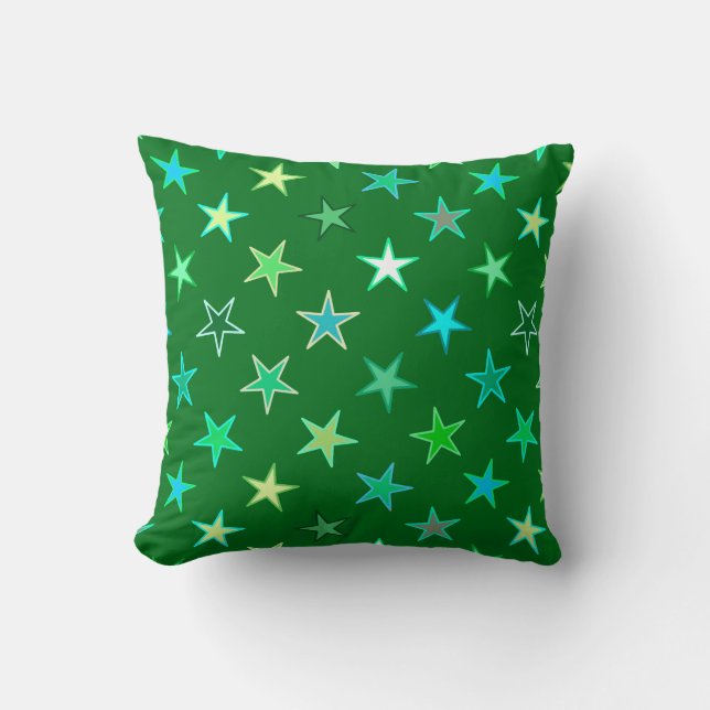 Coussin Étoiles scintillantes modernes, émeraude et vert c (Recto)
