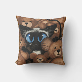 Coussin Étreinte d'ours de nounours de chat siamois par