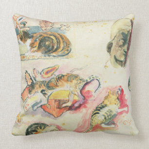 Coussin Étude de Paul Gauguin   des chats et d'une tête