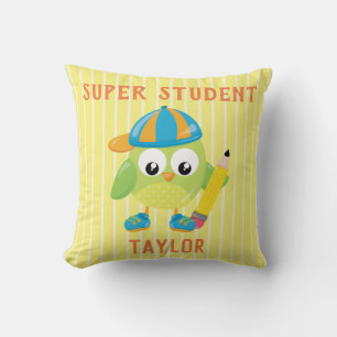 Coussin Étudiant superbe de hibou vert