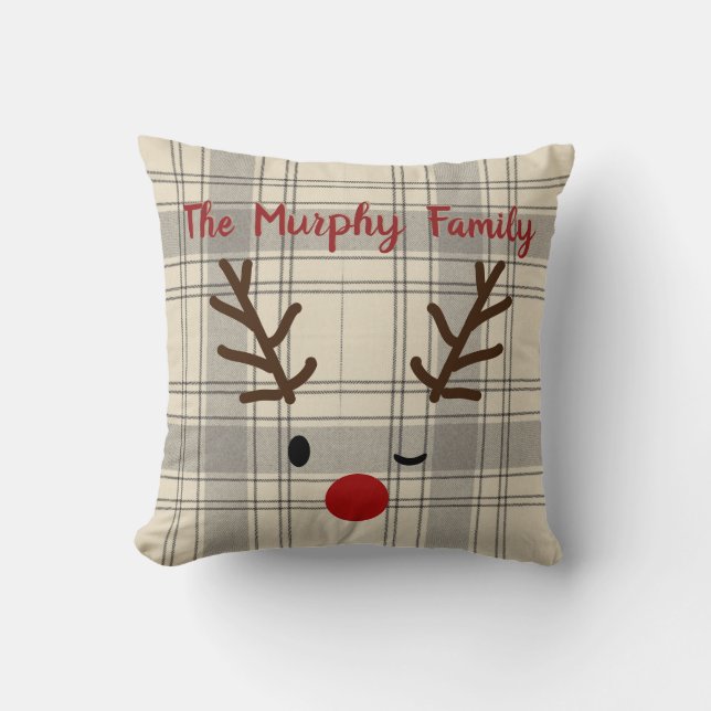 Coussin Étudiants de Noël personnalisés Famille Lumberjack (Recto)
