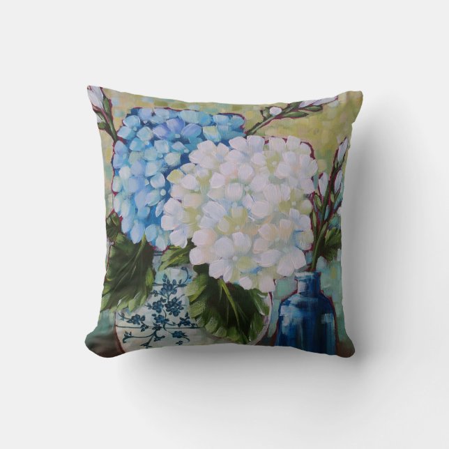 Coussin "Étudiez dans le carreau bleu x16 et de blanc" (Recto)