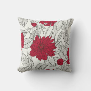 Coussin Eucalyptus Anemone Floral Line Art