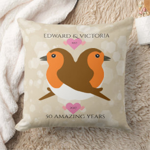 Coussin Europe Robins Lovebirds N'importe quelle année Ann