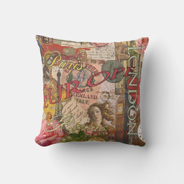Coussin Europe Travel Vintage (Recto)