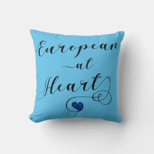 Coussin Européen au coeur, Europe, Europhile