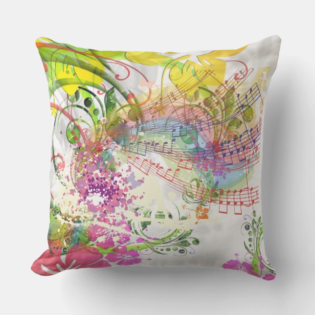 Coussin Évaluez une conception musicale de fleur de jet de (Recto)