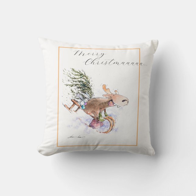 Coussin EVE Peint renne de Noël et lapin (Recto)