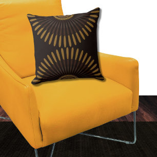 Coussin Eventail Ethnique Brun Centré Plumeux